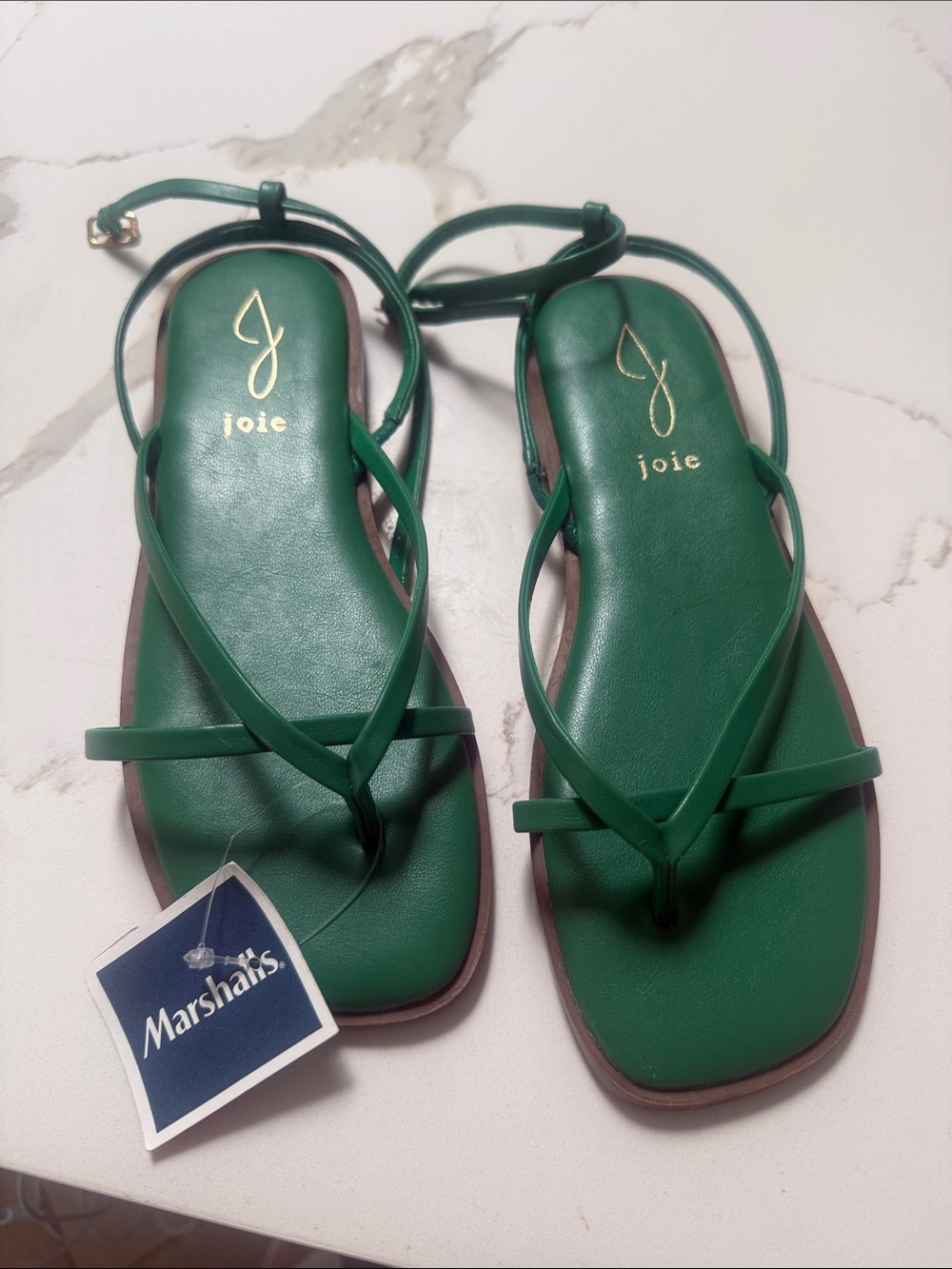 Joie Emerald Green Strappy Leather Sandals